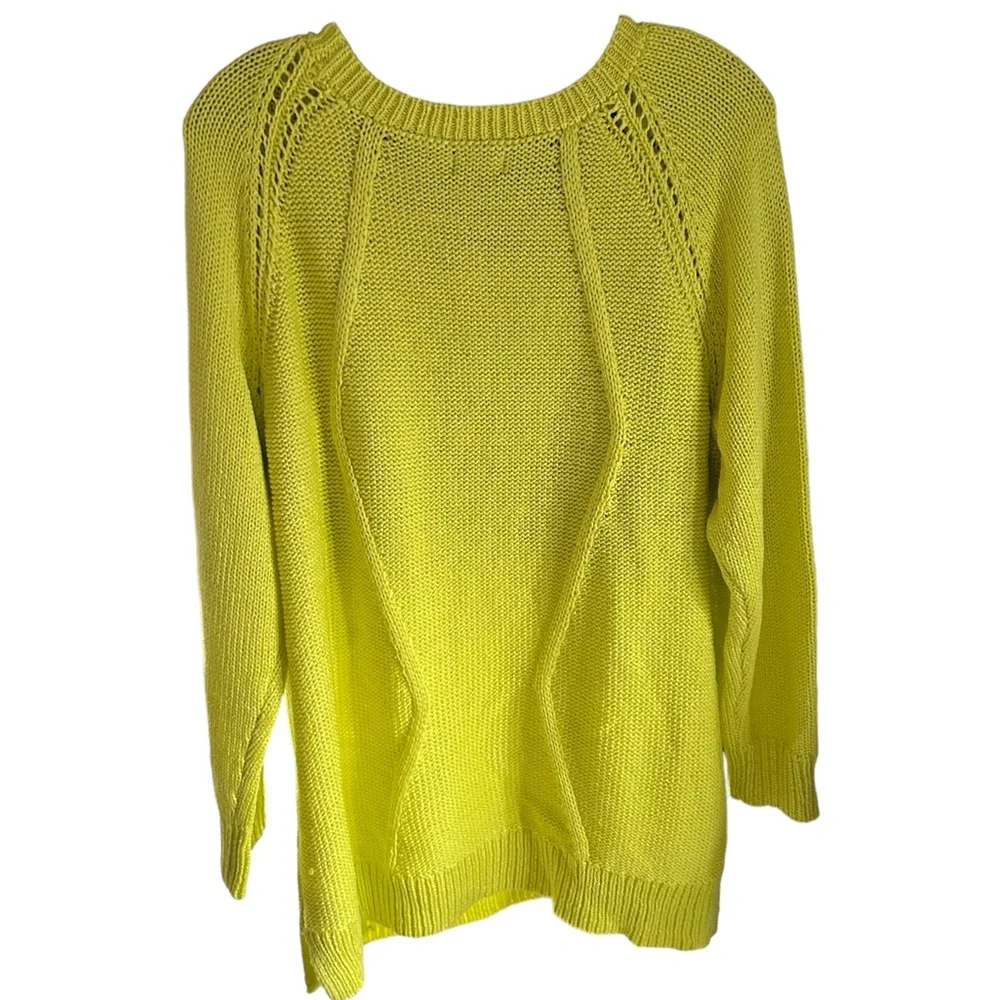 APT 9 bright limeade cable pullover sweater, size 1X, Acrylic (NWT) - Picture 2 of 7